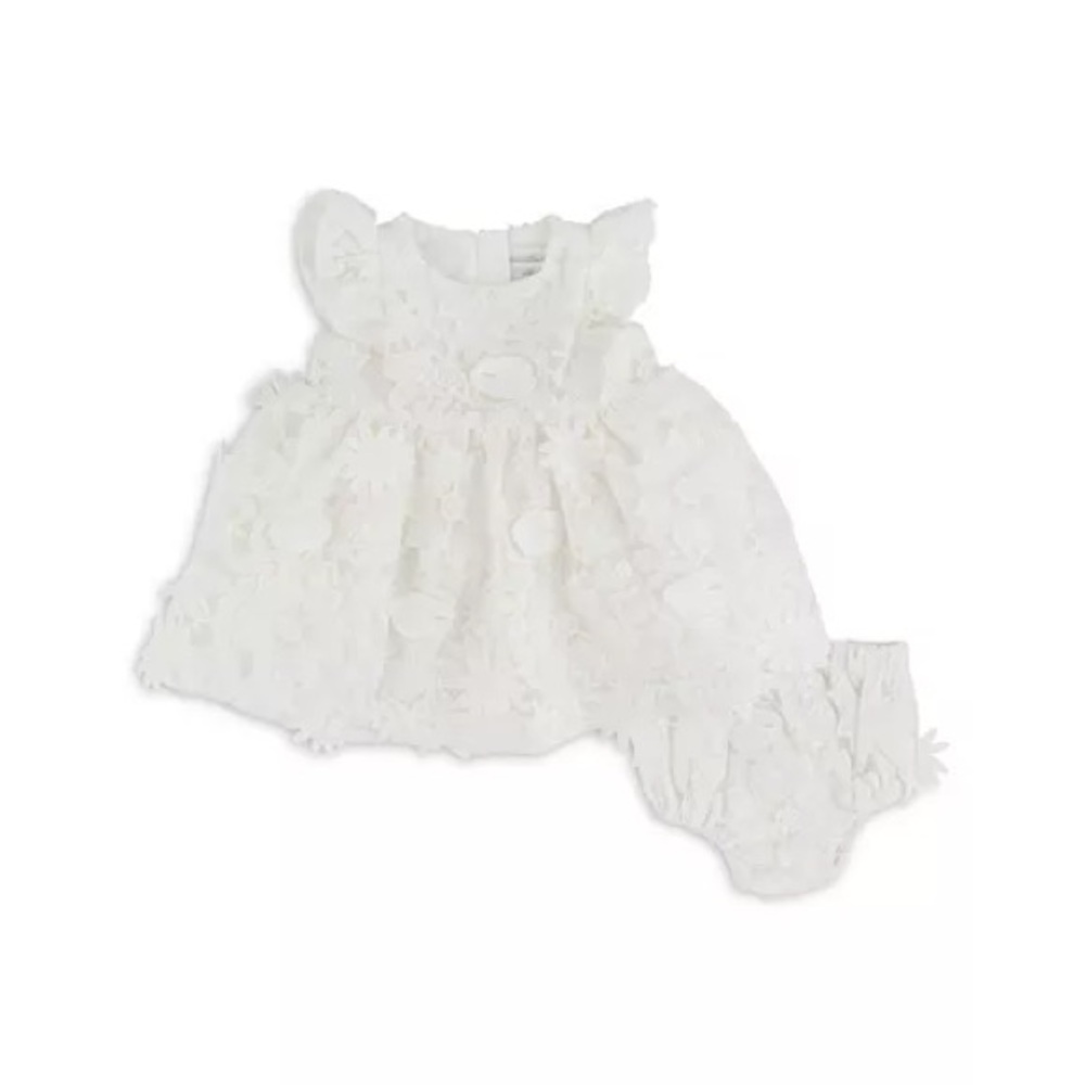Miniclasix Girls' Floral Lace Dress & Matching Bloomers Set - Baby